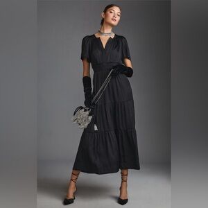 Anthropologie The Somerset Maxi Dress, black, large